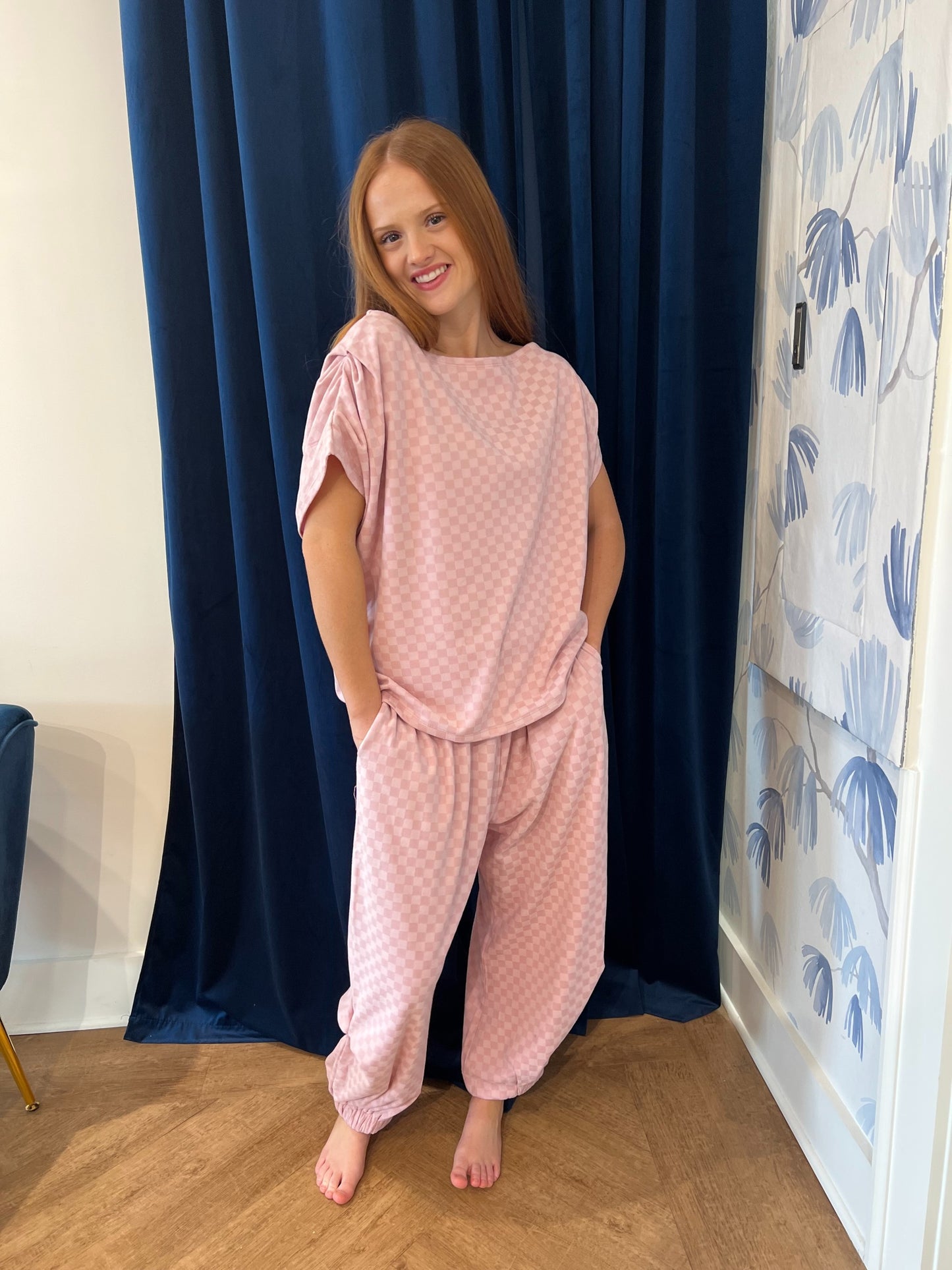 Modern Checkered French Terry Set