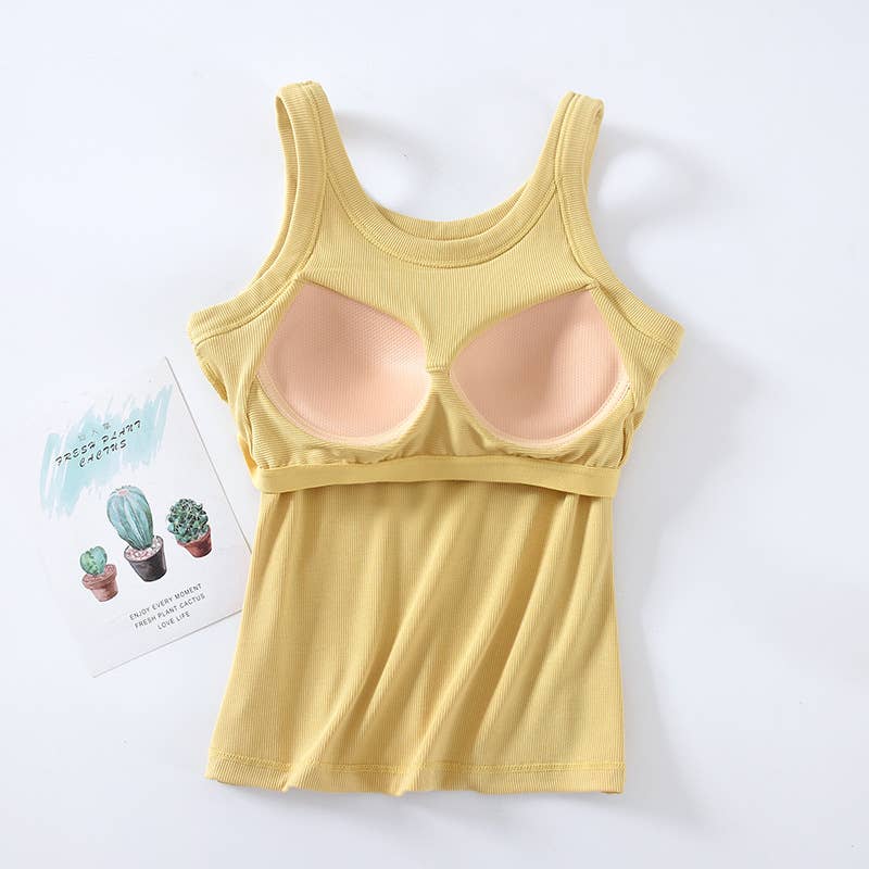 Athleisure built-in bra rib tank top