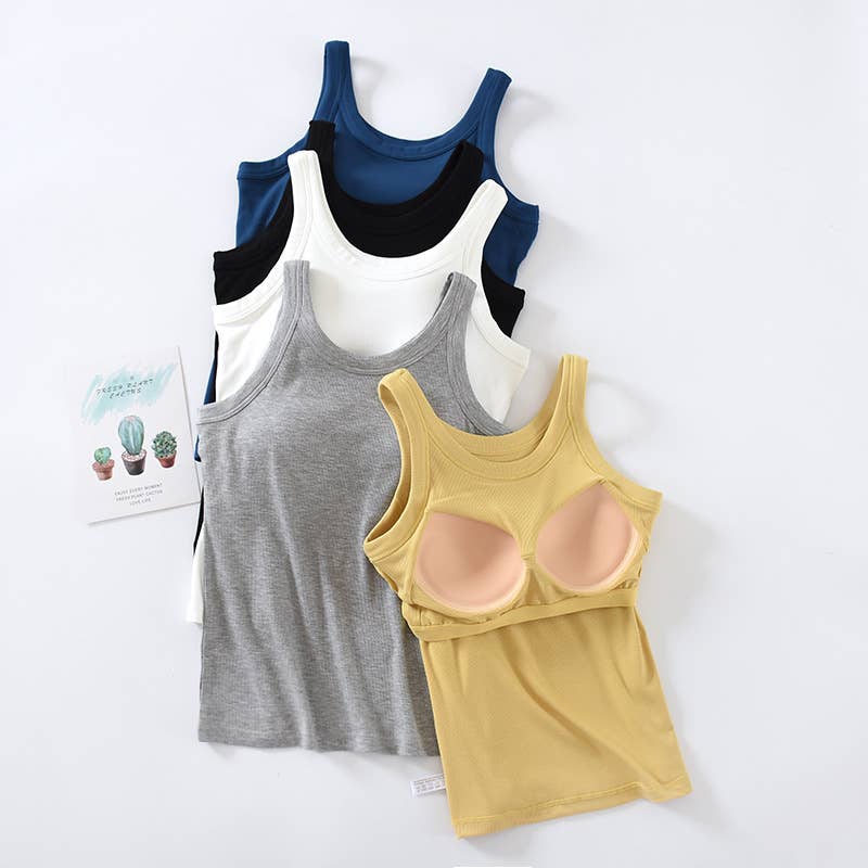Athleisure built-in bra rib tank top