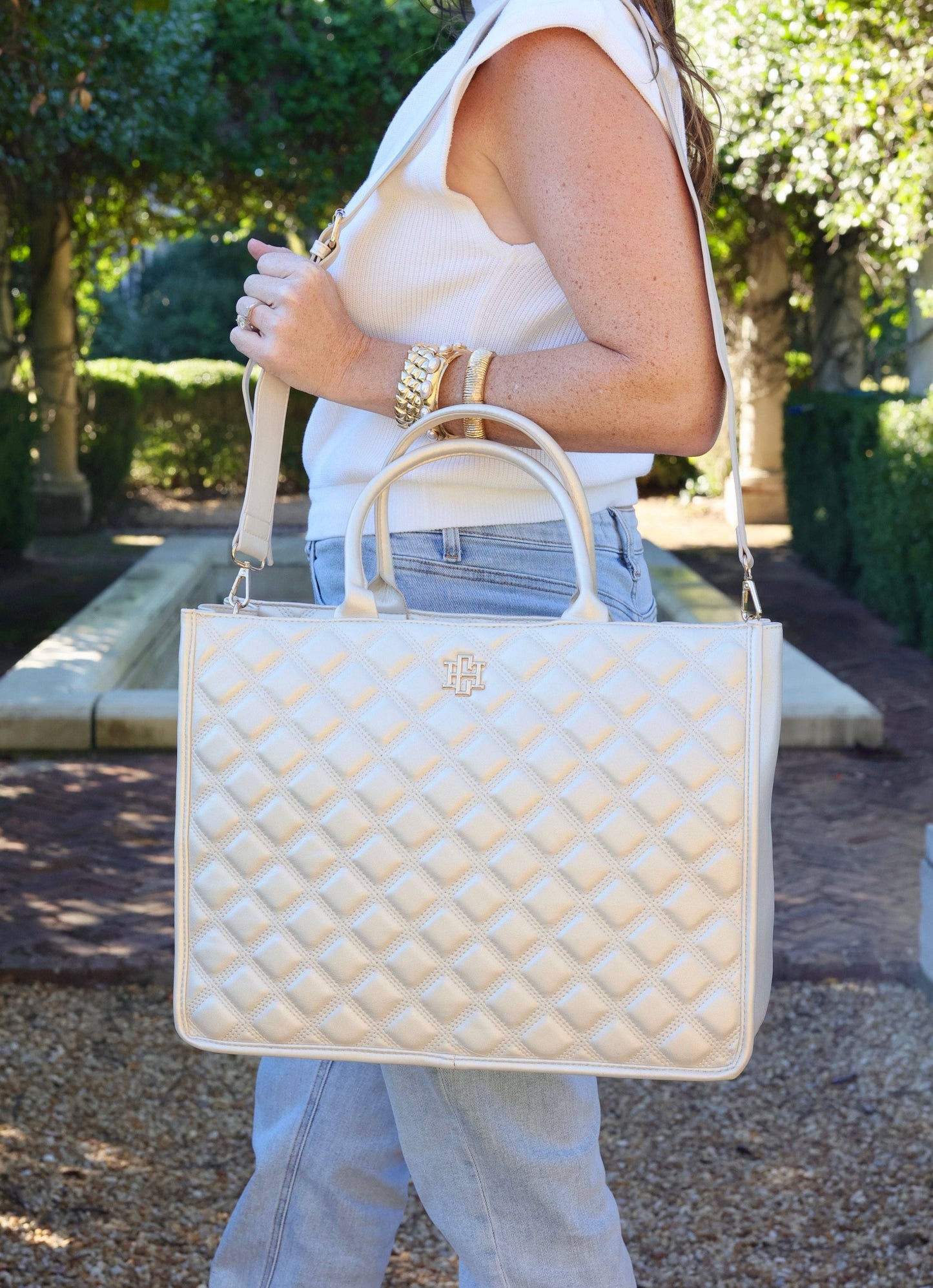 Caroline Hill Niall Tote PEARL QUILTED DQ