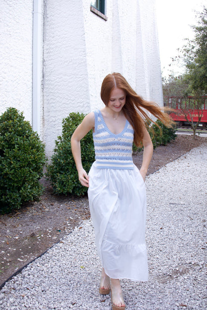 The Carter White/Blue Combo Dress