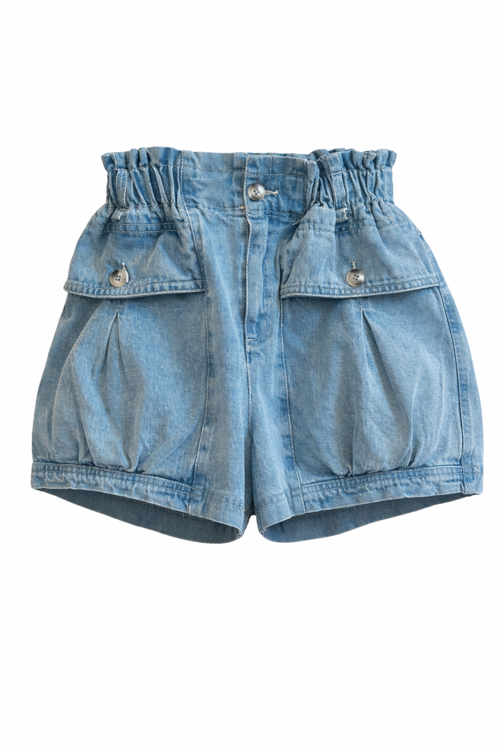 denim shorts with bubble pocket by mustard seed