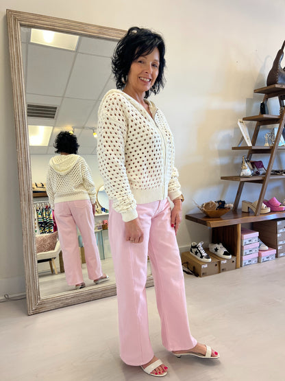 just black denim pink barrel jeans
