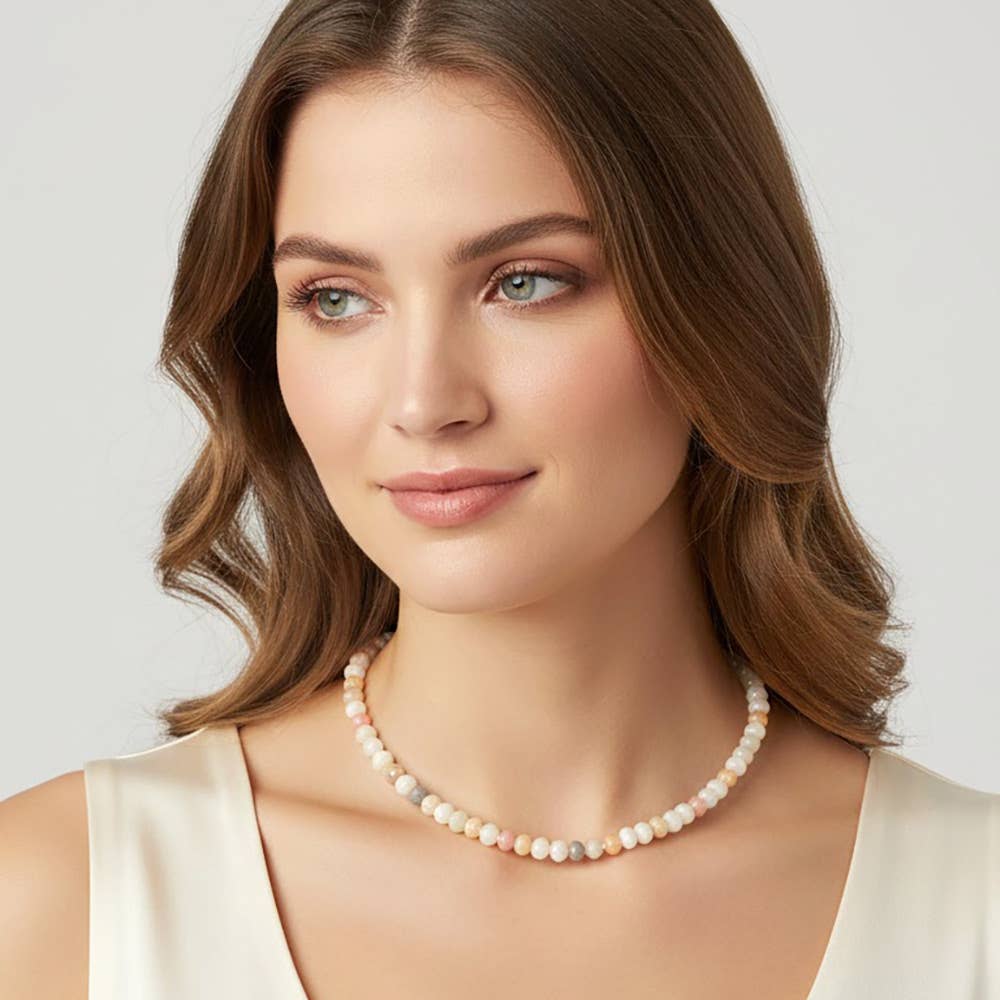 Faceted Pebble Beaded Necklace