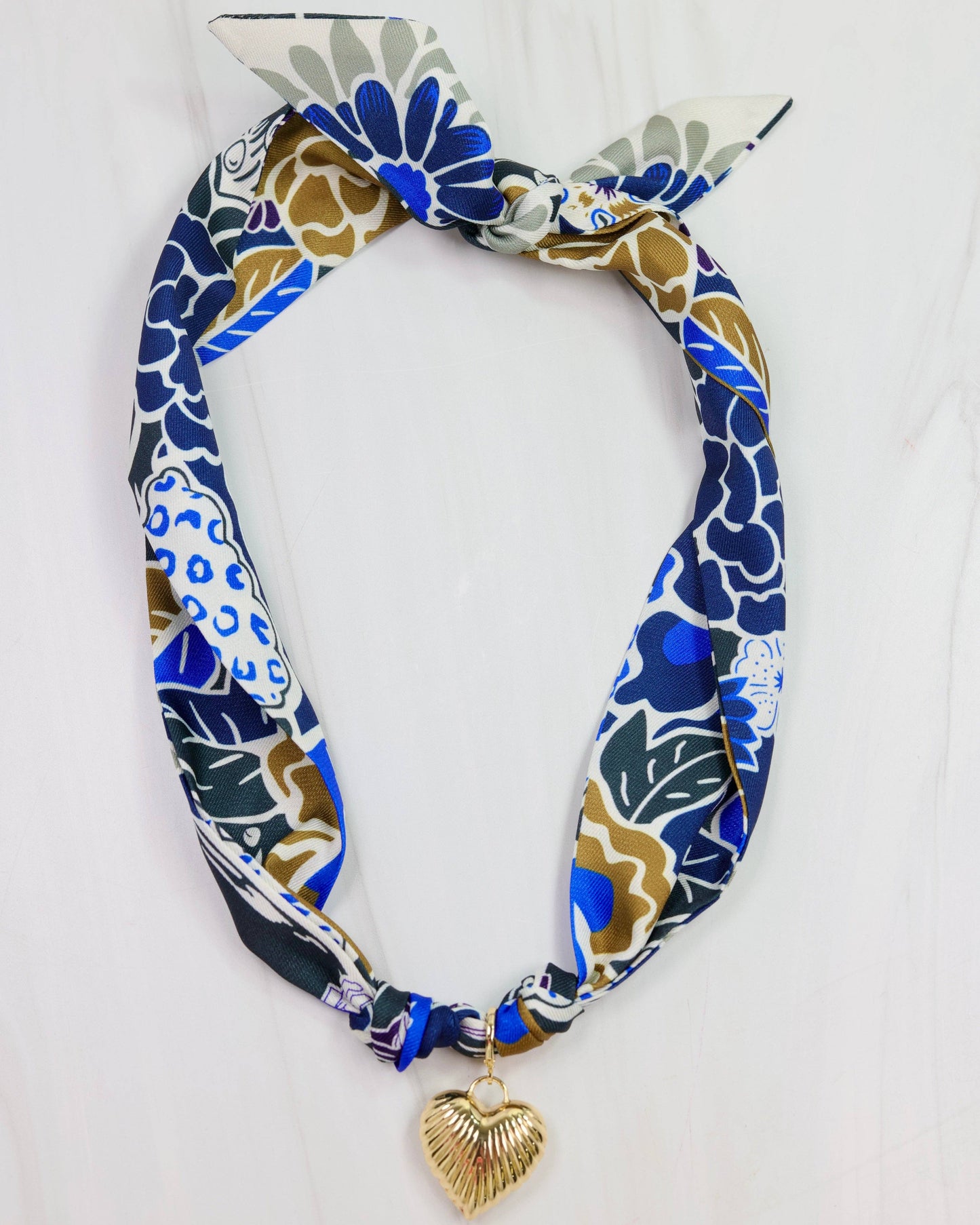 Lillie Scarf Charm Necklace BLUE COFFEE