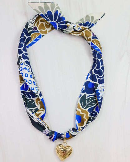 Lillie Scarf Charm Necklace BLUE COFFEE