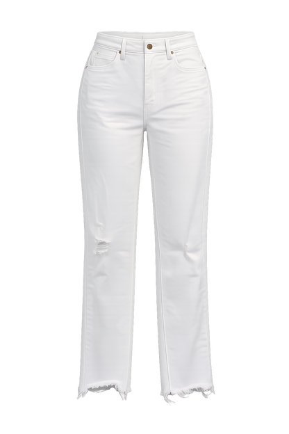 Vervet Olivia White Raw Hem