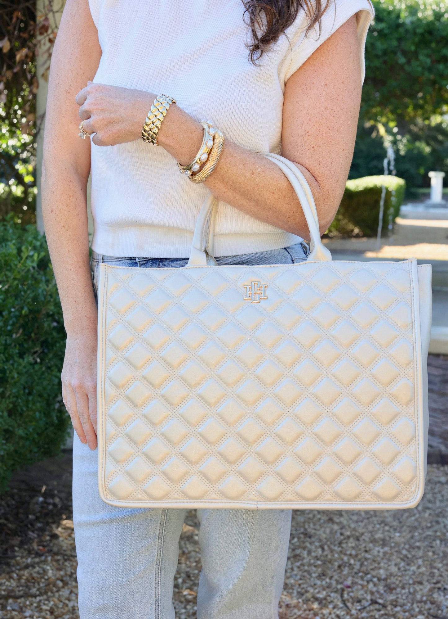 Caroline Hill Niall Tote PEARL QUILTED DQ