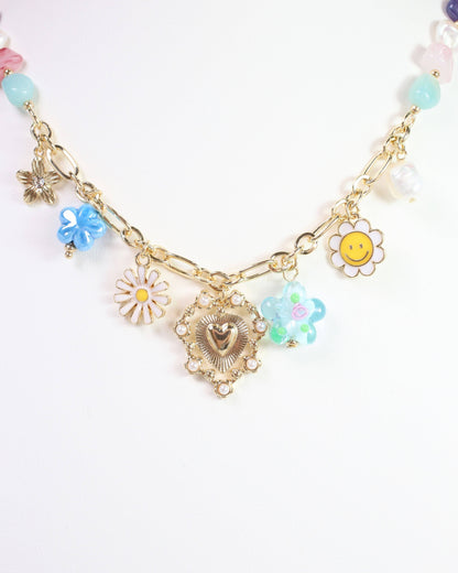 Flower Power Charm Necklace Gold