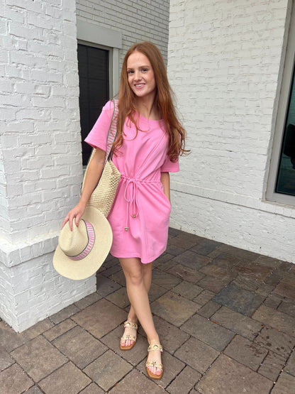 Pink French Terry Dress by Meet me in Santorini