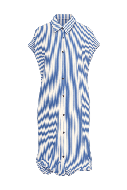 blue striped shirt dress