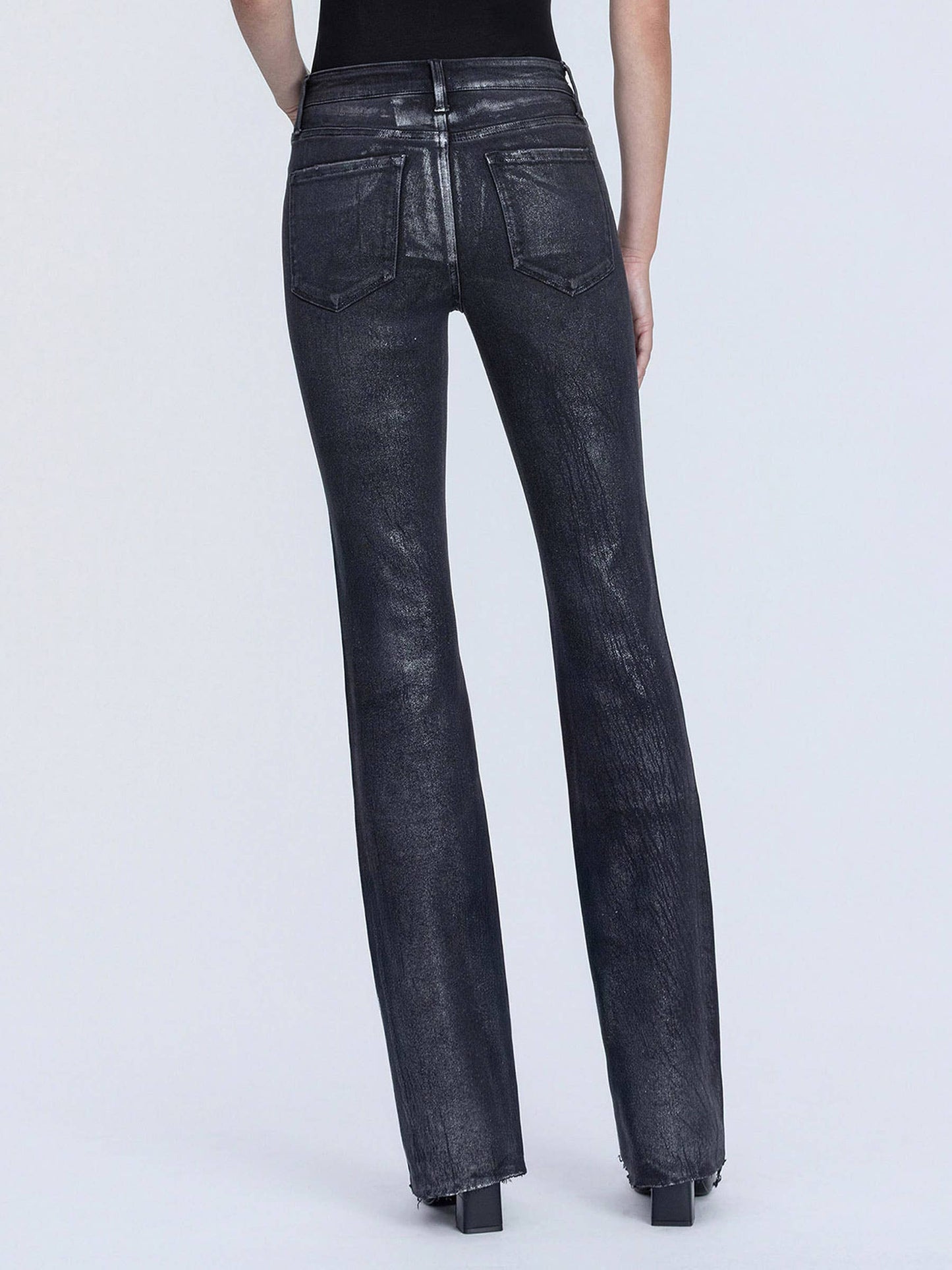 Metallic Black Bootcut Jeans by Flying Monkey