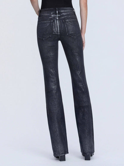 Metallic Black Bootcut Jeans by Flying Monkey