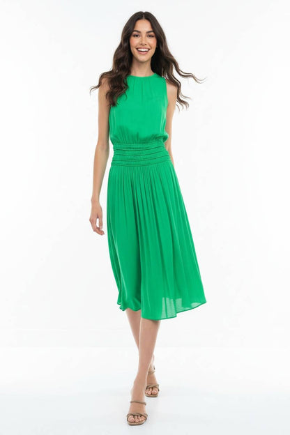 Smocked Flared Midi Dress