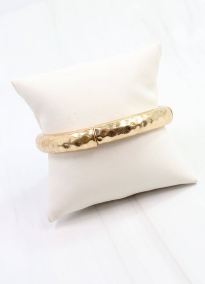 Caroline Hill Tandy Hammered Stretch Bracelet Worn Gold