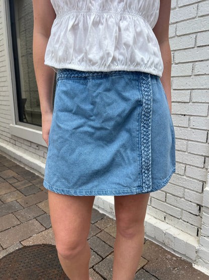 Braided Denim Skort