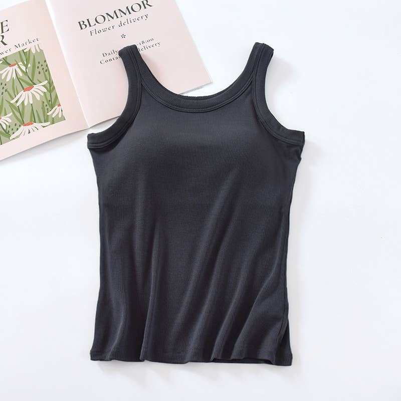 Athleisure built-in bra rib tank top