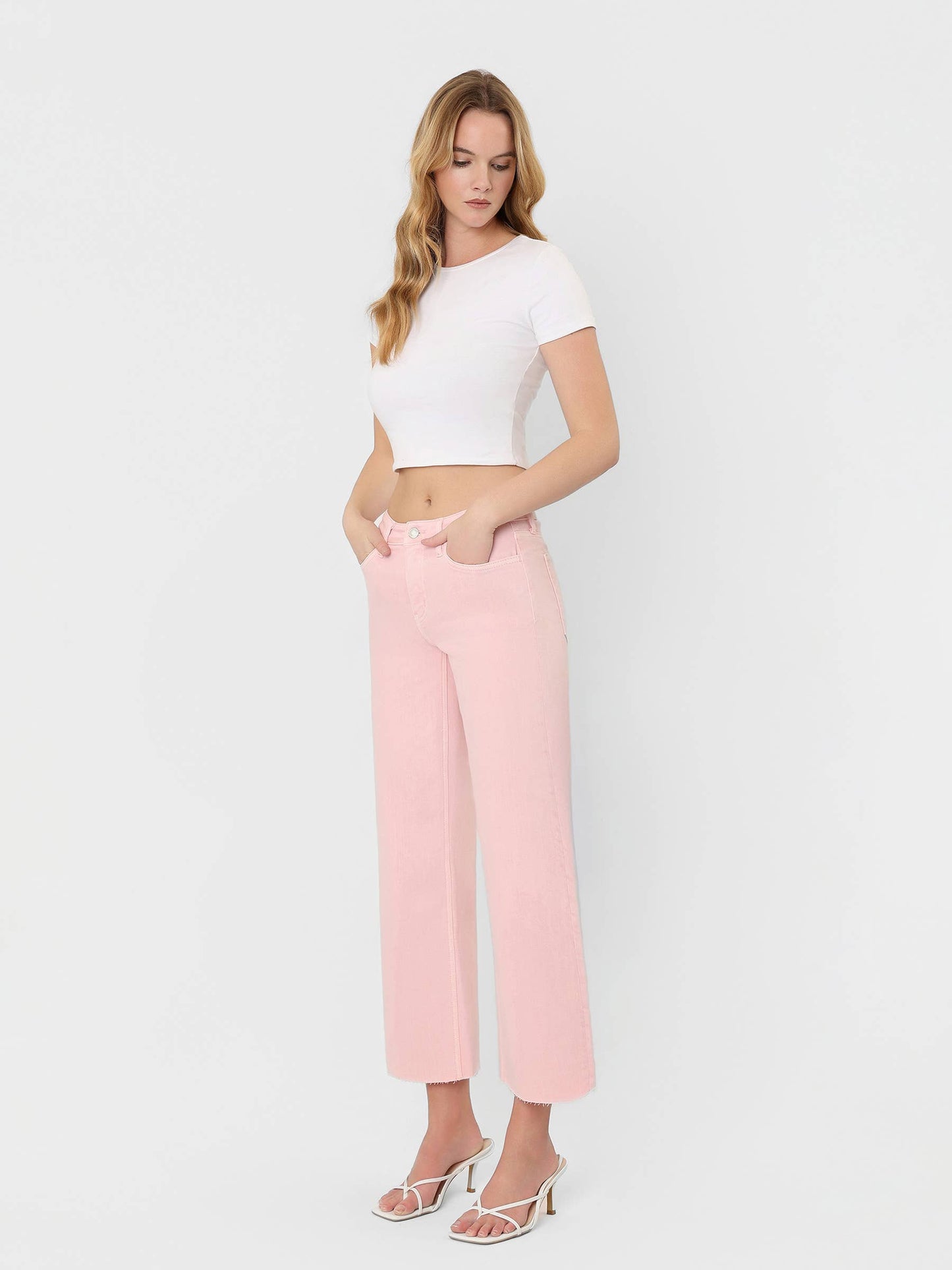 Vervet High Rise Pink Cropped