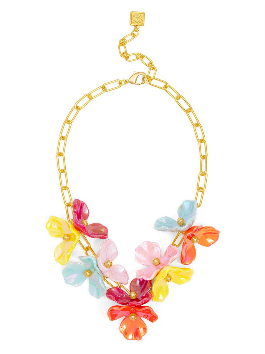 Zenzii Iridescent Resin 3-Petal Collar Necklace