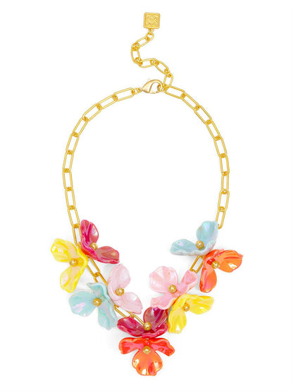 Zenzii Iridescent Resin 3-Petal Collar Necklace