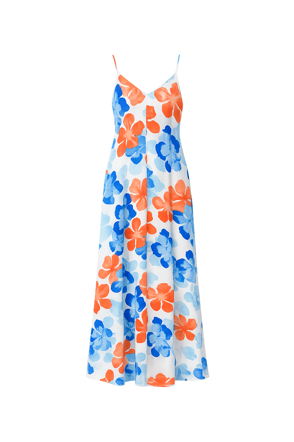 orange/blue floral maxi dress