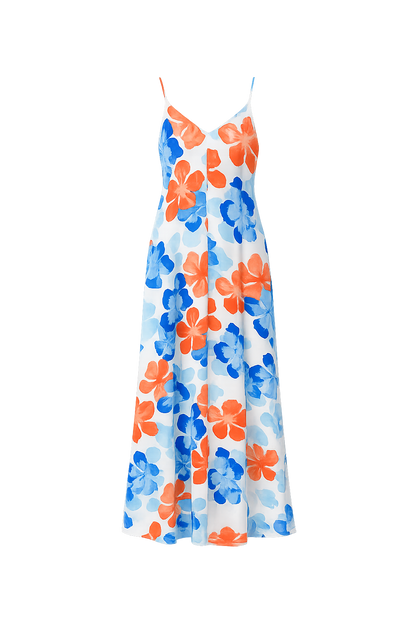 orange/blue floral maxi dress
