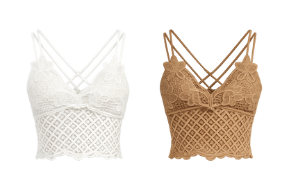 white and tan bralettes