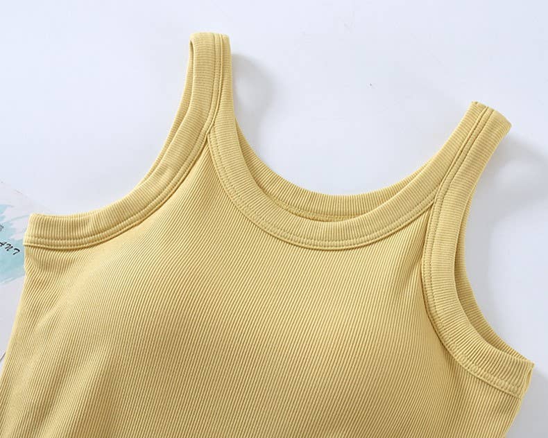 Athleisure built-in bra rib tank top