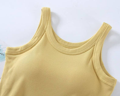 Athleisure built-in bra rib tank top