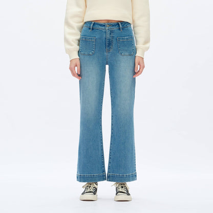 Hillary High Rise Wide Leg Jeans by Bayeas