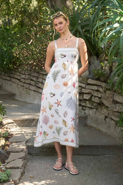 Nautical Print Midi Dress