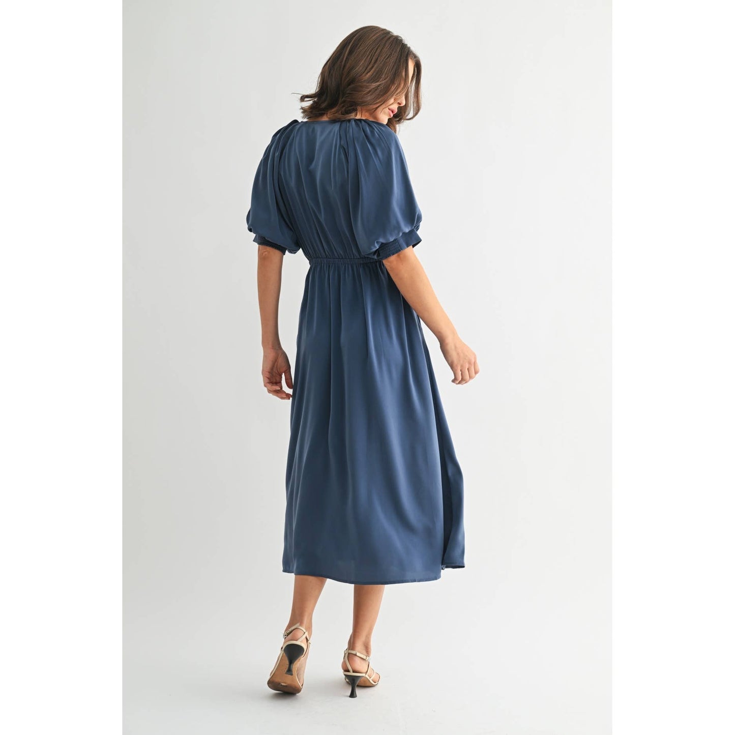 Sylvia Satin Balloon Sleeve Dress