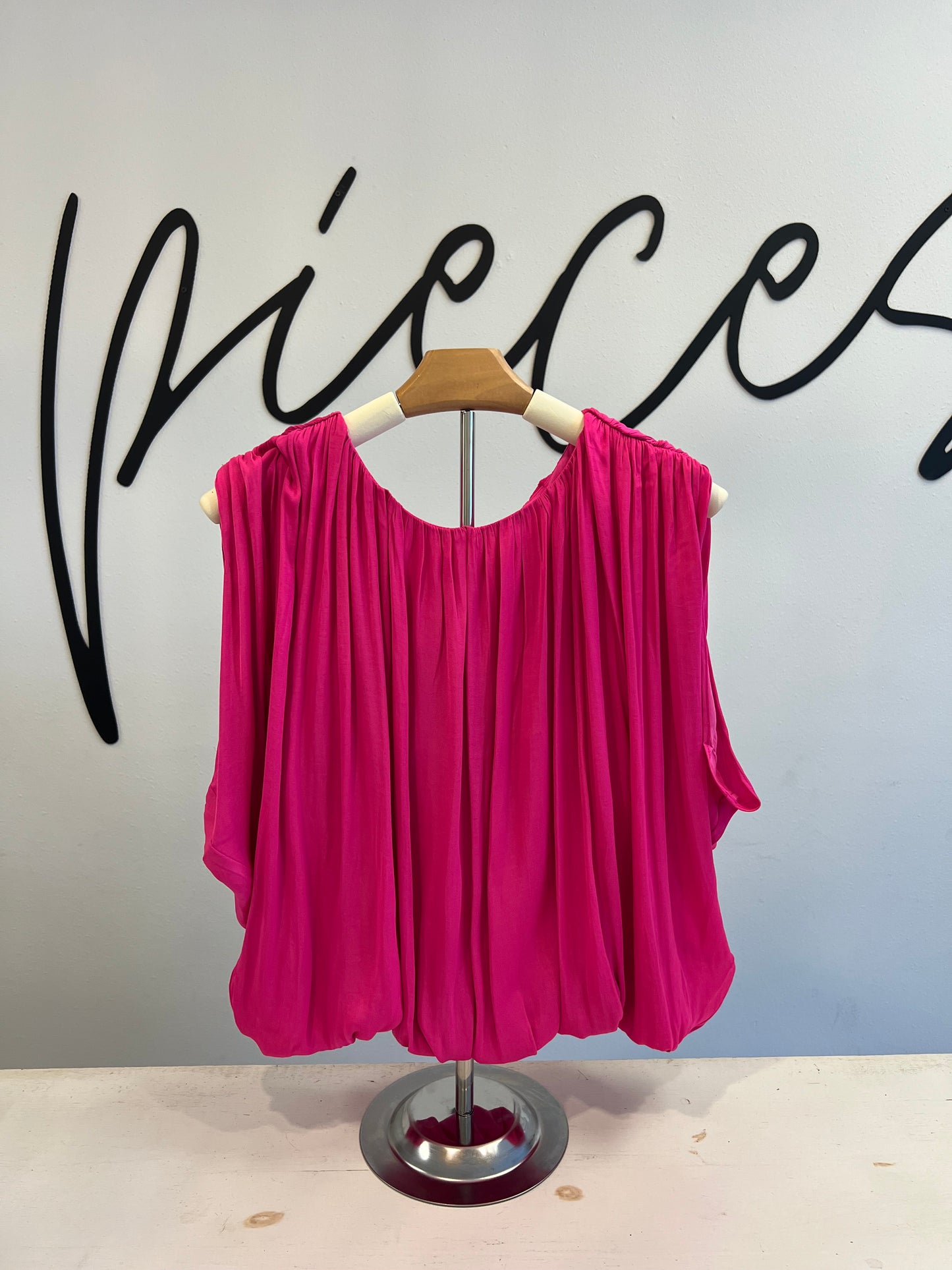 Grecian Drape Bubble Blouse
