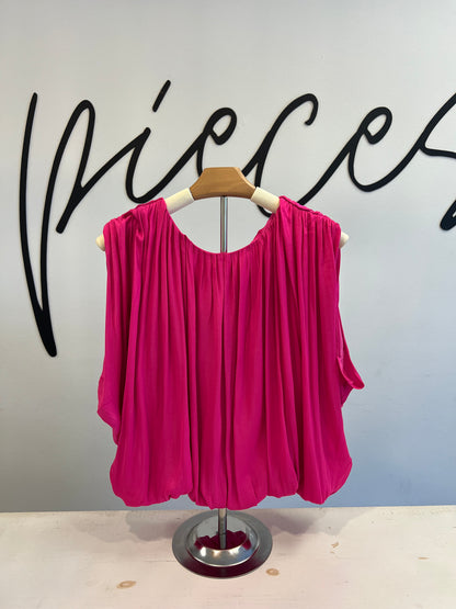 Grecian Drape Bubble Blouse