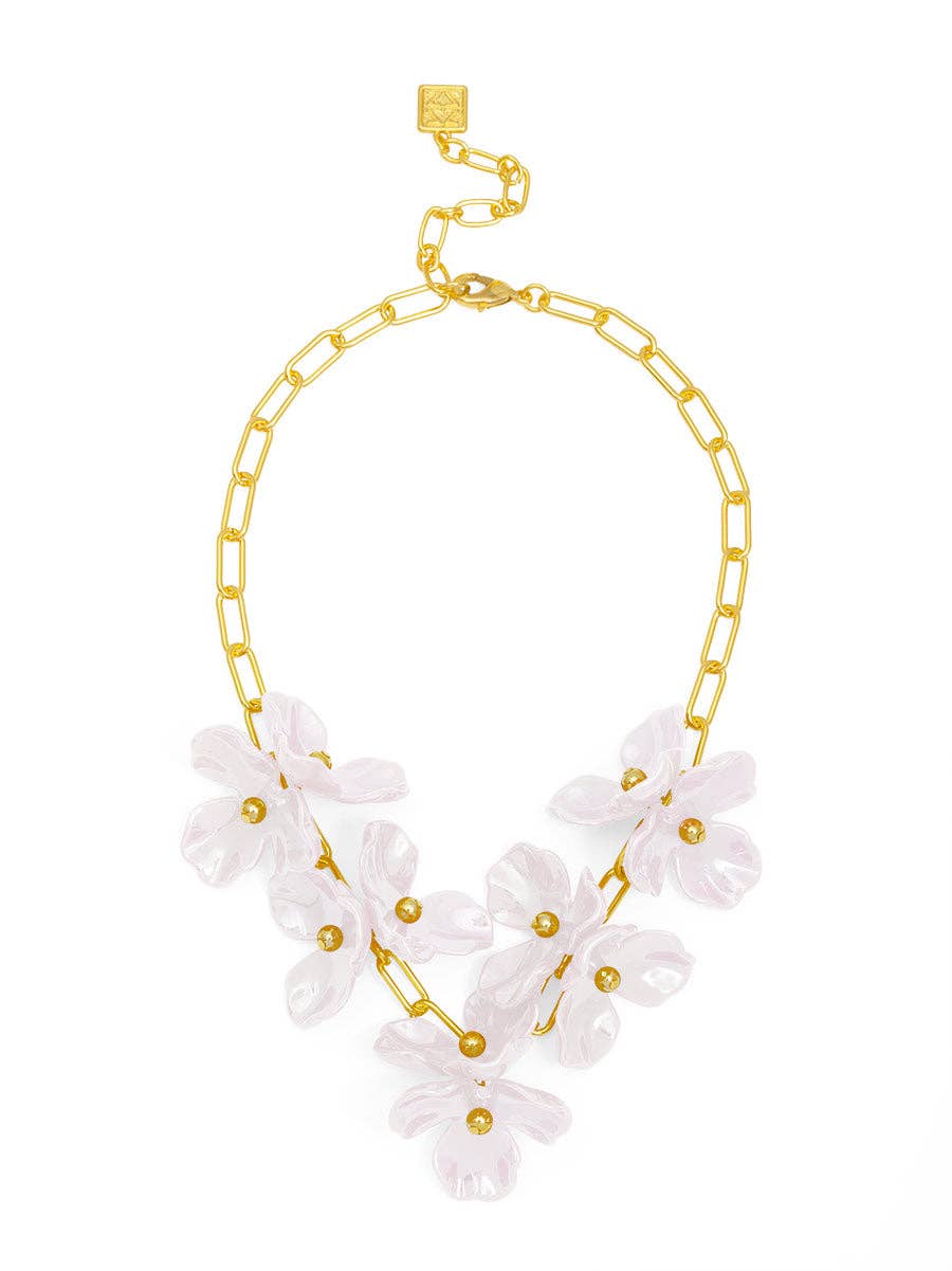 Zenzii Iridescent Resin 3-Petal Collar Necklace