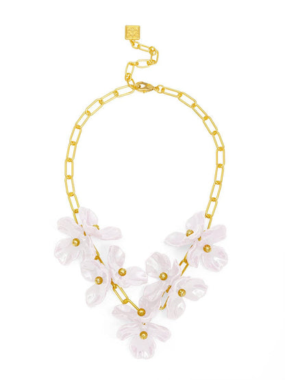 Zenzii Iridescent Resin 3-Petal Collar Necklace