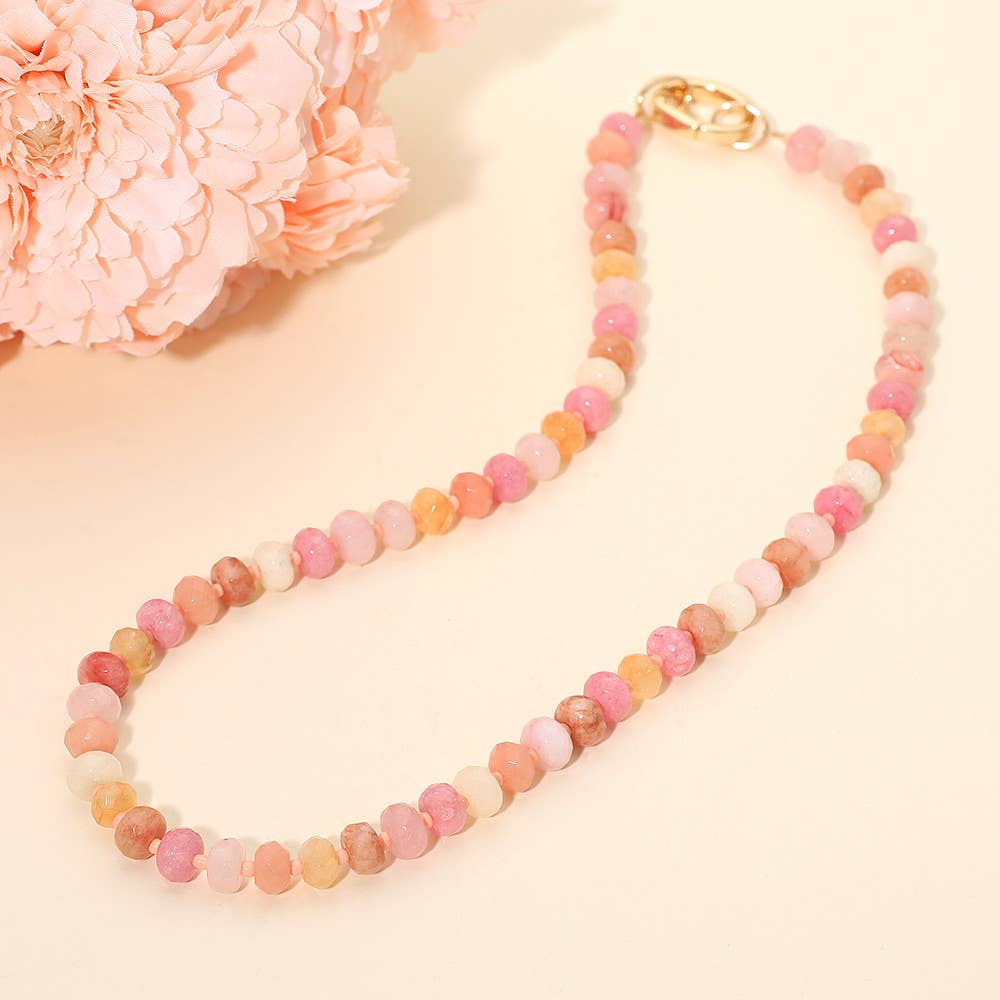 Faceted Pebble Beaded Necklace