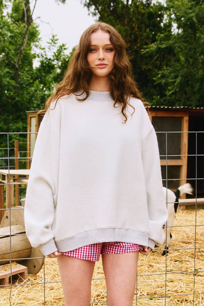 Solid Reversible Mock Neck Sweatshirt Top