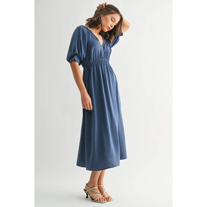 Sylvia Satin Balloon Sleeve Dress