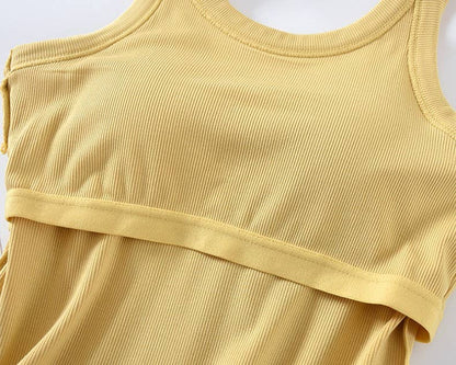 Athleisure built-in bra rib tank top