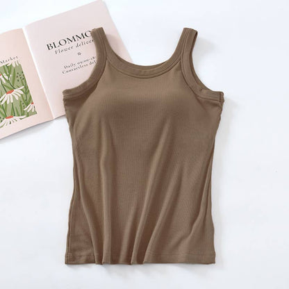 Athleisure built-in bra rib tank top