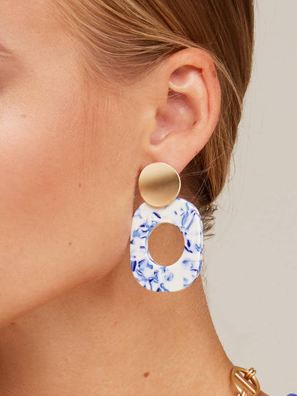 Zenzii Blue Marbled Acetate Drop Earring Jewelry