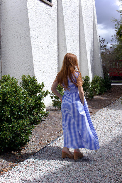 Gingham Twist Front Maxi Dress