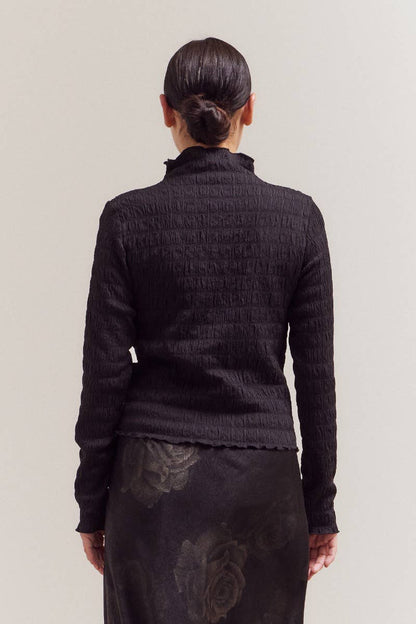 Seered Mock Neck Top