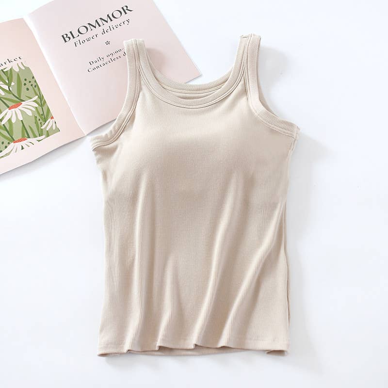 Athleisure built-in bra rib tank top