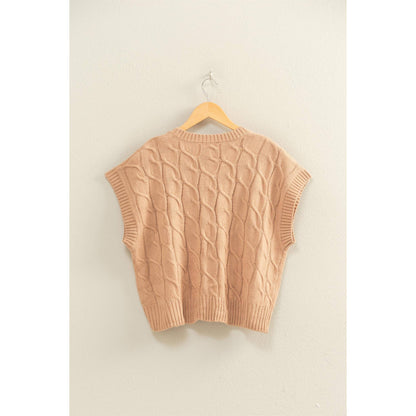 Sleeveless Oversized Cable Knit Sweater Vest