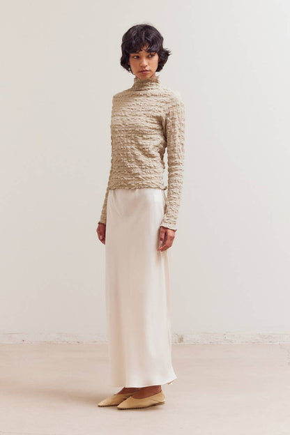 Seered Mock Neck Top
