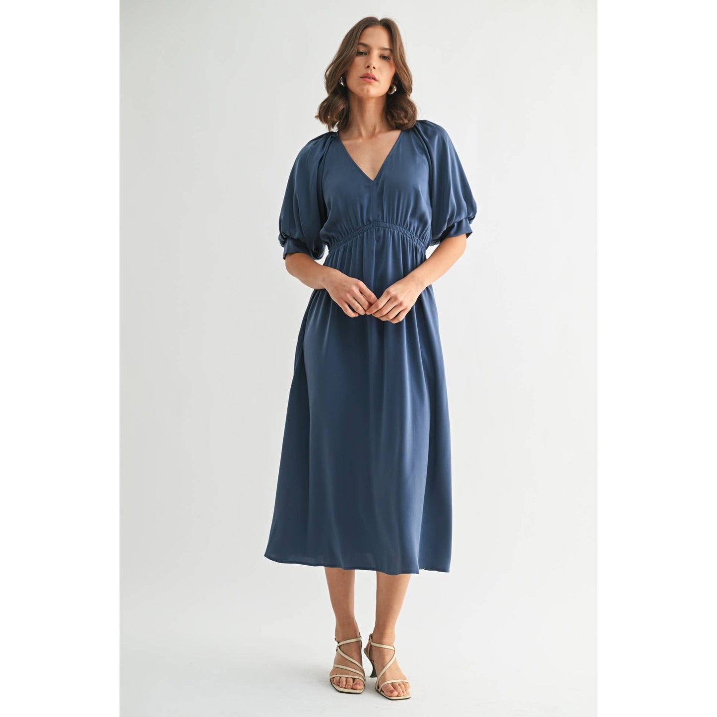 Sylvia Satin Balloon Sleeve Dress