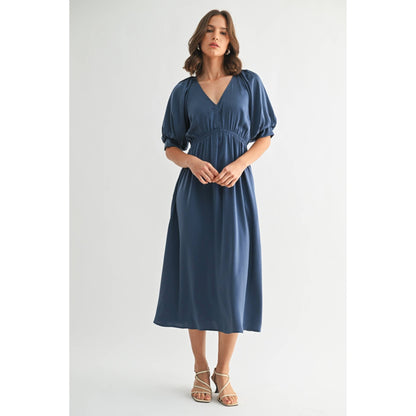 Sylvia Satin Balloon Sleeve Dress