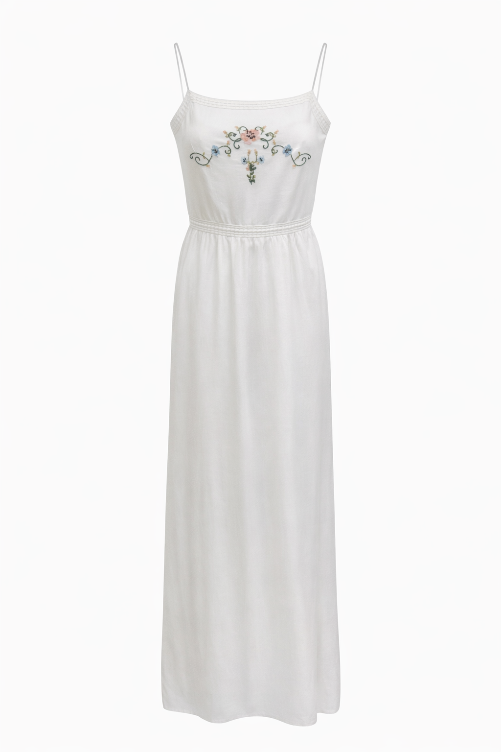 white dress with floral embroidery by bila77